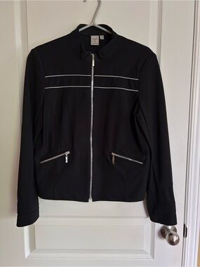 Tristan Black Bomber Jacket with Silver Zippers